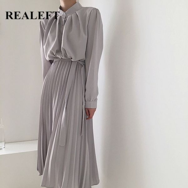 solid vintage dress korean style long sleeve high waist office ladies stand neck midi pleated dresses female sdr064 210428, Black;gray
solid vintage dress korean style long sleeve high waist office ladies stand neck midi pleated dresses female sdr064 210428, Black;gray