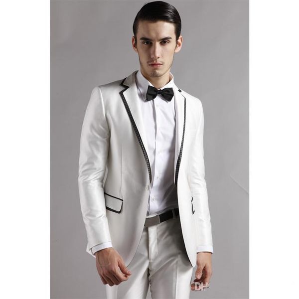 style white men suits 3 pieces formal notch lapel one button terno masculino custome made(jacket+pant+bowtie) men's & blazers, White;black
style white men suits 3 pieces formal notch lapel one button terno masculino custome made(jacket+pant+bowtie) men's & blazers, White;black