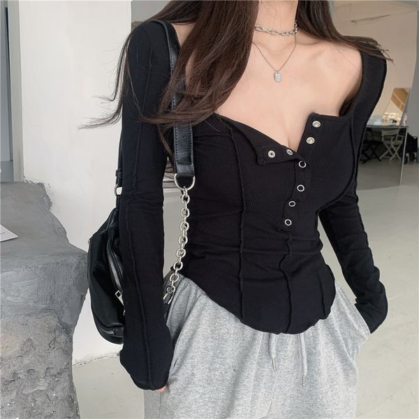 2Color 2021 Spring Square collar Sexy Long sleeve t-shirts womens tee shirt femme women Slim Cropped tops (R99566), White
2Color 2021 Spring Square collar Sexy Long sleeve t-shirts womens tee shirt femme women Slim Cropped tops (R99566), White