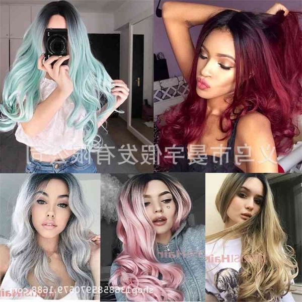 gradient female yiwu cos dyeing wig head cover rose inner net, Black
