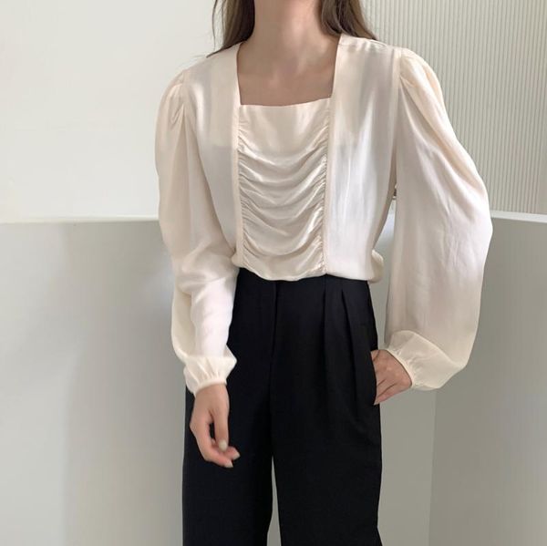 autumn winter women blouses and long sleeve square neck korean style vintage ladies minimalist female women's & shirts, White
autumn winter women blouses and long sleeve square neck korean style vintage ladies minimalist female women's & shirts, White