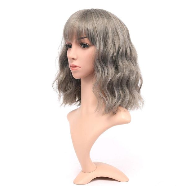 natural wavy wig short bob wigs with air bangs gray color shoulder length womens curly wavy synthetic cosplay wig for girl colo, Black
natural wavy wig short bob wigs with air bangs gray color shoulder length womens curly wavy synthetic cosplay wig for girl colo, Black