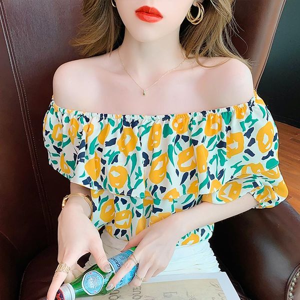 women's blouses & shirts 2021 summer design mesh short puff sleeve elastic loose one shoulder noble lady dating office shirt woman, White
women's blouses & shirts 2021 summer design mesh short puff sleeve elastic loose one shoulder noble lady dating office shirt woman, White