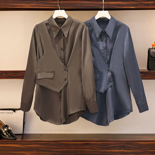 women's shirt spring design clothes 2021 female fake two-piece high-fashion korean only breasted zh051 ed95, White
women's shirt spring design clothes 2021 female fake two-piece high-fashion korean only breasted zh051 ed95, White