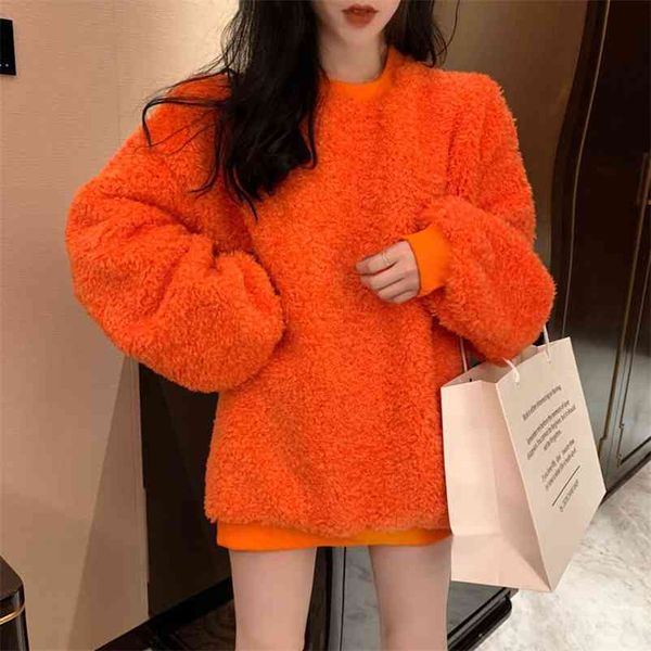 sweet candy color lamb wool sweatshirt women fashion autumn winter o neck long sleeve pullover loose thick fluffy 210517, Black
sweet candy color lamb wool sweatshirt women fashion autumn winter o neck long sleeve pullover loose thick fluffy 210517, Black