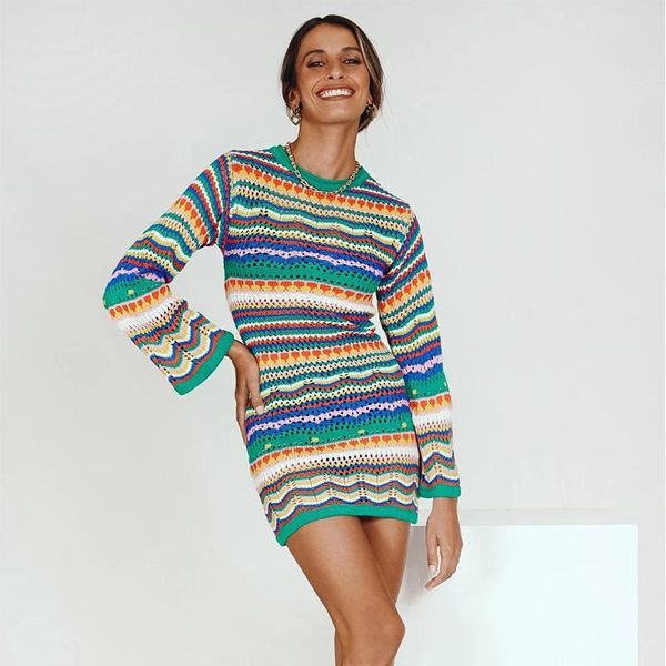 casual dresses imcute bohemian color block striped knit crochet sweaters dress autumn women's long sleeve crew neck mini bodycon, Black;gray
casual dresses imcute bohemian color block striped knit crochet sweaters dress autumn women's long sleeve crew neck mini bodycon, Black;gray