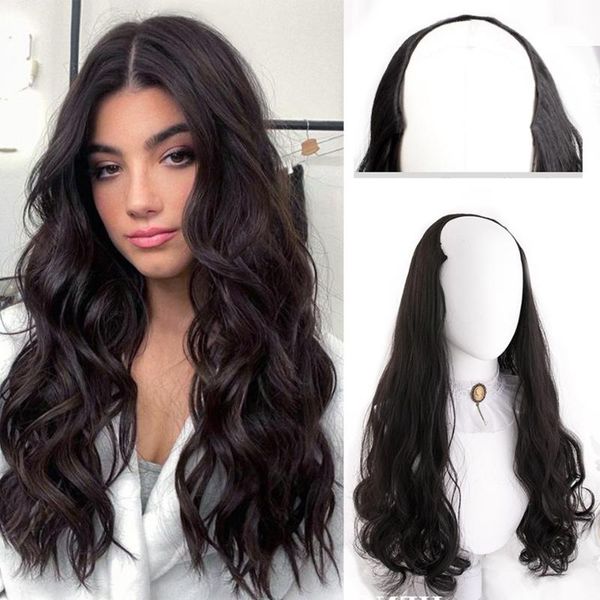 synthetic wigs houyan wig female u-shaped half headgear, one piece hair piece, black long curly hair, natural and seamless simulation
synthetic wigs houyan wig female u-shaped half headgear, one piece hair piece, black long curly hair, natural and seamless simulation