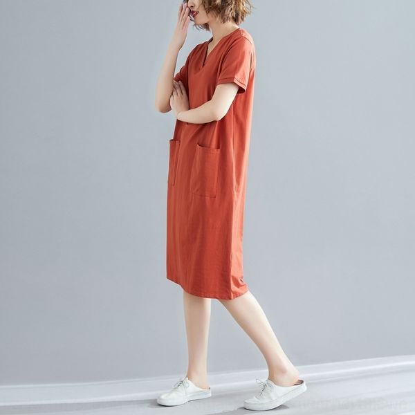aggu large size women's summer loose korean medium plus size dresses t-shirt dress length t-shirt skirt fat mm solid color v-neck show
aggu large size women's summer loose korean medium plus size dresses t-shirt dress length t-shirt skirt fat mm solid color v-neck show