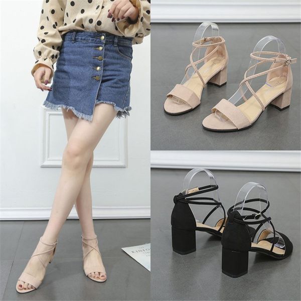 womens shoes summer new korean version of the open toe simple thick heel with a word buckle retro high heel sandals1, Black
womens shoes summer new korean version of the open toe simple thick heel with a word buckle retro high heel sandals1, Black