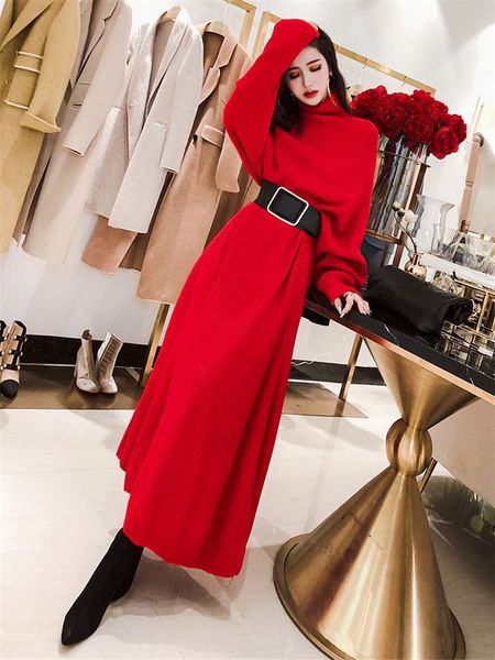 red bat in autumn and korean winter loose turtleneck high sweater maxi dress for knitted women wearing pull femme f2528 qppj, Black;gray
red bat in autumn and korean winter loose turtleneck high sweater maxi dress for knitted women wearing pull femme f2528 qppj, Black;gray