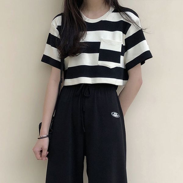 2021 summer korean style stripe short sleeve t-shirts womens tee shirt femme women short tops cropped (X1443), White
2021 summer korean style stripe short sleeve t-shirts womens tee shirt femme women short tops cropped (X1443), White
