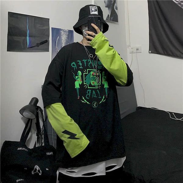 men's hoodies & sweatshirts dark fake two-piece tees early autumn korea harajuku bf style retro loose long-sleeved t-shirt male an, Black
men's hoodies & sweatshirts dark fake two-piece tees early autumn korea harajuku bf style retro loose long-sleeved t-shirt male an, Black