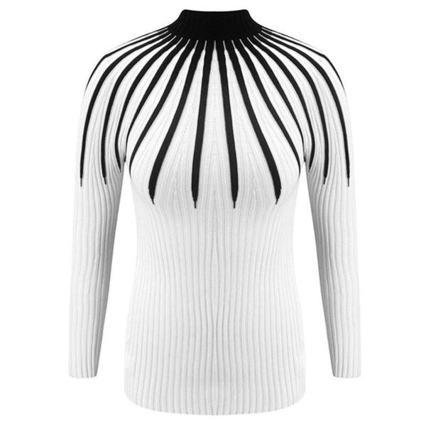 women's sweaters women long sleeve turtleneck slim sweater color block striped knit jumper f42f, White;black
women's sweaters women long sleeve turtleneck slim sweater color block striped knit jumper f42f, White;black