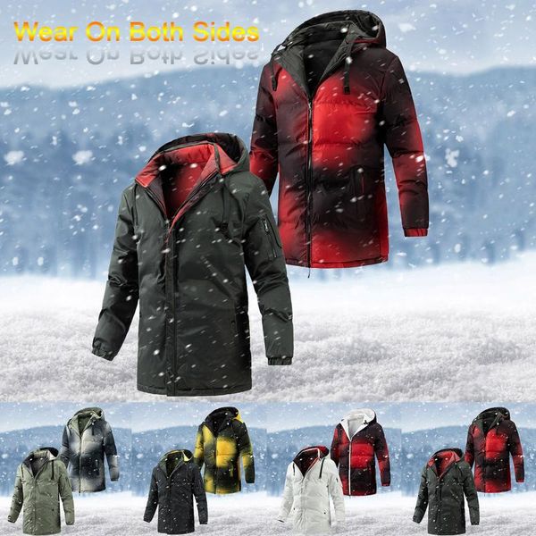 men's jackets thickened overcoat warm winter solid color windproof hoodie mid-length reversible coat jacket with zipperd pocket, Black;brown
men's jackets thickened overcoat warm winter solid color windproof hoodie mid-length reversible coat jacket with zipperd pocket, Black;brown
