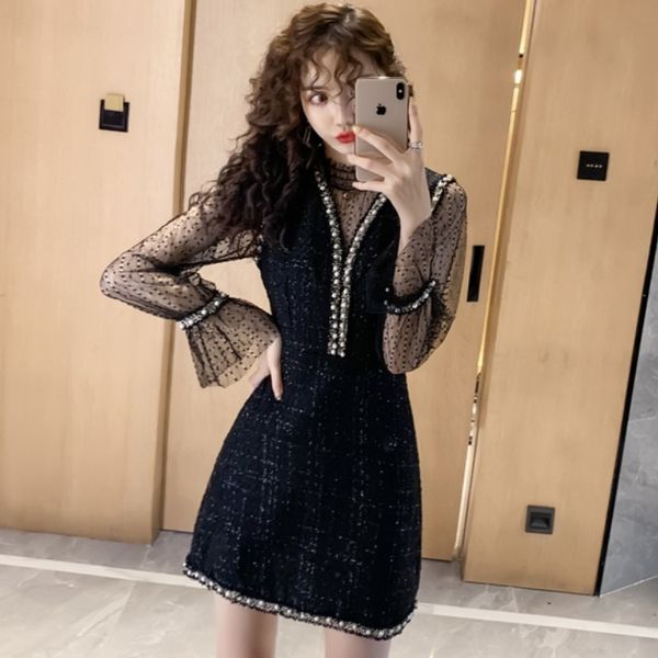 autumn women's two-piece set lace bottoming shirt + ladies tweed beaded v-neck vest a-line dresses 210518, Black;gray
autumn women's two-piece set lace bottoming shirt + ladies tweed beaded v-neck vest a-line dresses 210518, Black;gray