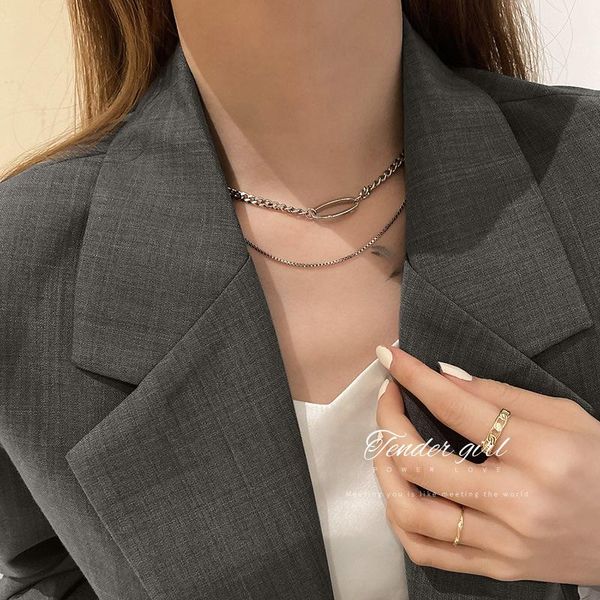 chains fashion simple geometric set auger double personality necklace web celebrity temperament design feeling sautoir, Silver
chains fashion simple geometric set auger double personality necklace web celebrity temperament design feeling sautoir, Silver