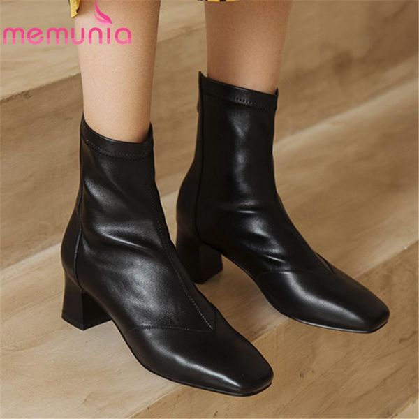 boots memunia 2021 genuine leather +stretch pu casual shoes women high heel square toe fashion ankle female, Black
boots memunia 2021 genuine leather +stretch pu casual shoes women high heel square toe fashion ankle female, Black