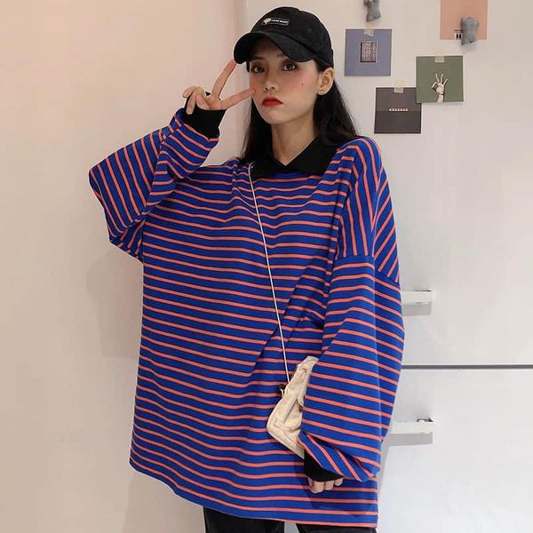 women's t-shirt 2021 spring autumn graphic tees casual loose long sleeve korean punk sweatshirts shirts for women oversized striped, White
women's t-shirt 2021 spring autumn graphic tees casual loose long sleeve korean punk sweatshirts shirts for women oversized striped, White