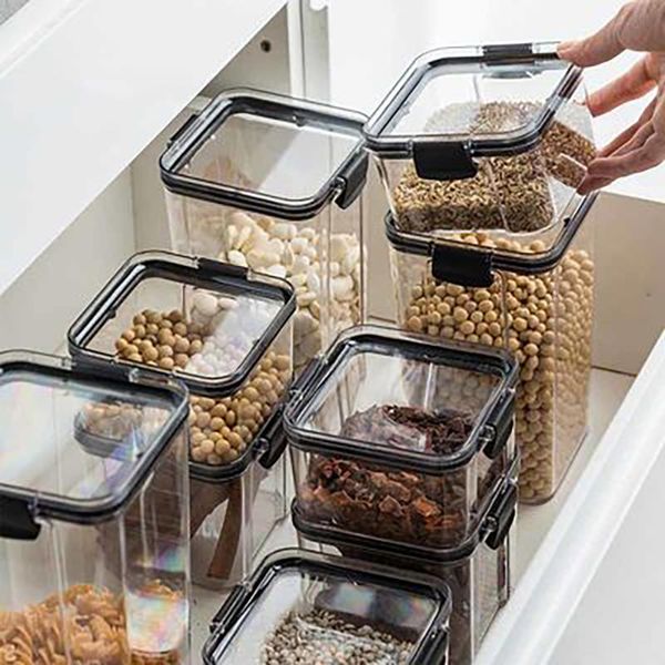 storage bottles & jars 400-1800ml different capacity plastic sealed kitchen box transparent food canister keep fresh clear container
storage bottles & jars 400-1800ml different capacity plastic sealed kitchen box transparent food canister keep fresh clear container