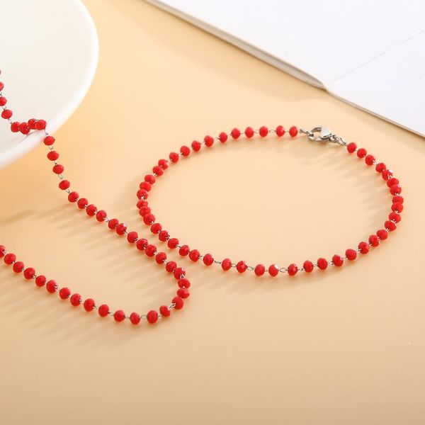 earrings & necklace trendy red beads chain jewelry sets women bohemian style stainless steel bracelet, Silver
earrings & necklace trendy red beads chain jewelry sets women bohemian style stainless steel bracelet, Silver