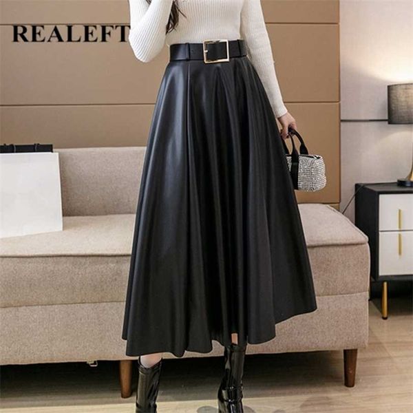 realeft autumn winter pu leather mi-long women's skirts with belted high waist a-line skirt mid-calf umbrella 211124, Black
realeft autumn winter pu leather mi-long women's skirts with belted high waist a-line skirt mid-calf umbrella 211124, Black