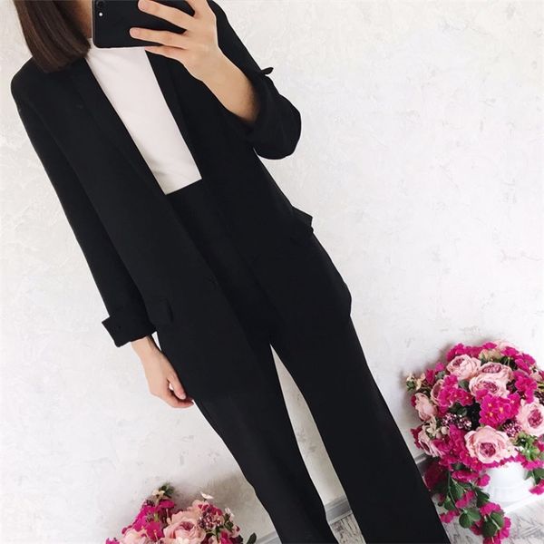 women blazers and jackets long sleeve ol suit casual solid color single button jacket black blazer 210430, White;black
women blazers and jackets long sleeve ol suit casual solid color single button jacket black blazer 210430, White;black