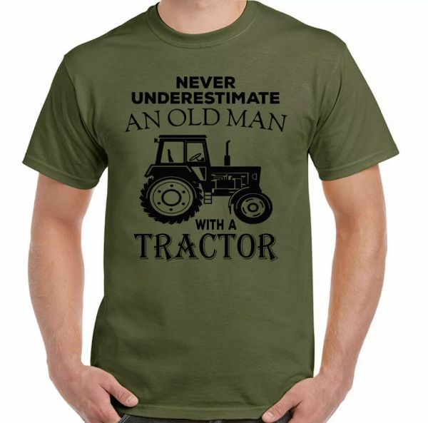 tractor t-shirt mens funny bauer never underestimate of old man with a, White;black 
tractor t-shirt mens funny bauer never underestimate of old man with a, White;black