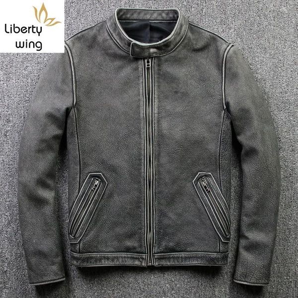 men's leather & faux vintage mens cowhide grey stand collar biker genuine jacket windbreaker slim fit short coat plus size 5xl, Black
men's leather & faux vintage mens cowhide grey stand collar biker genuine jacket windbreaker slim fit short coat plus size 5xl, Black