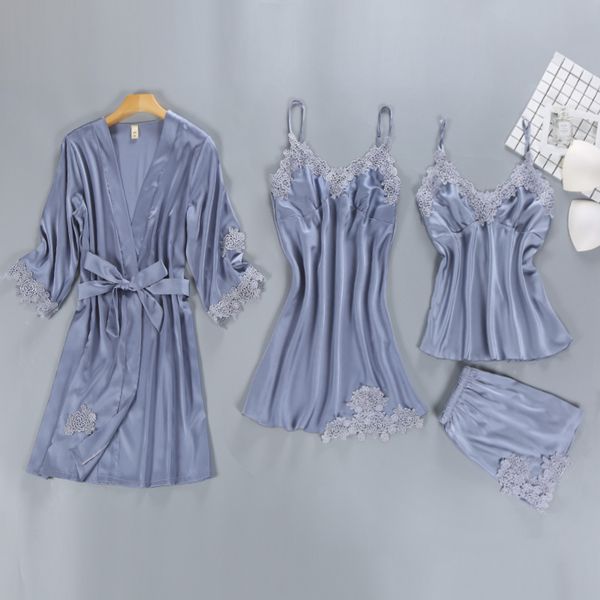 satin sleepwear female with chest pads women pajamas lace slik sleep lounge 4 pieces sets elegant ladies indoor clothing, Black;red
satin sleepwear female with chest pads women pajamas lace slik sleep lounge 4 pieces sets elegant ladies indoor clothing, Black;red