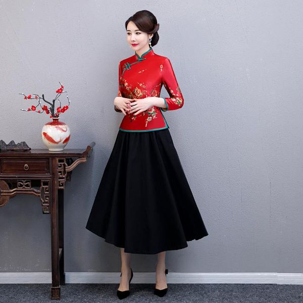 ethnic clothing chinese improved velour print cheongsam lady two-piece dress slim long qipao autumn banquet vestidos plus size l-6xl, Red
ethnic clothing chinese improved velour print cheongsam lady two-piece dress slim long qipao autumn banquet vestidos plus size l-6xl, Red