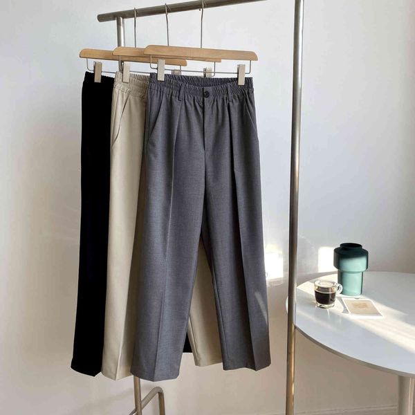 women's pants & capris 2021 autumn solid suit straight loose waist-high weight capri-pants, Black;white
women's pants & capris 2021 autumn solid suit straight loose waist-high weight capri-pants, Black;white