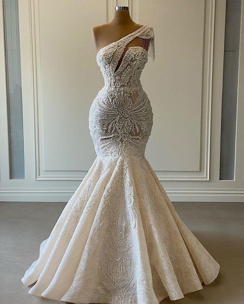 luxurious lace beaded wedding dresses one shoulder mermaid bridal gowns crystal beads sequin sweep train real picture robe de mariee, White
luxurious lace beaded wedding dresses one shoulder mermaid bridal gowns crystal beads sequin sweep train real picture robe de mariee, White