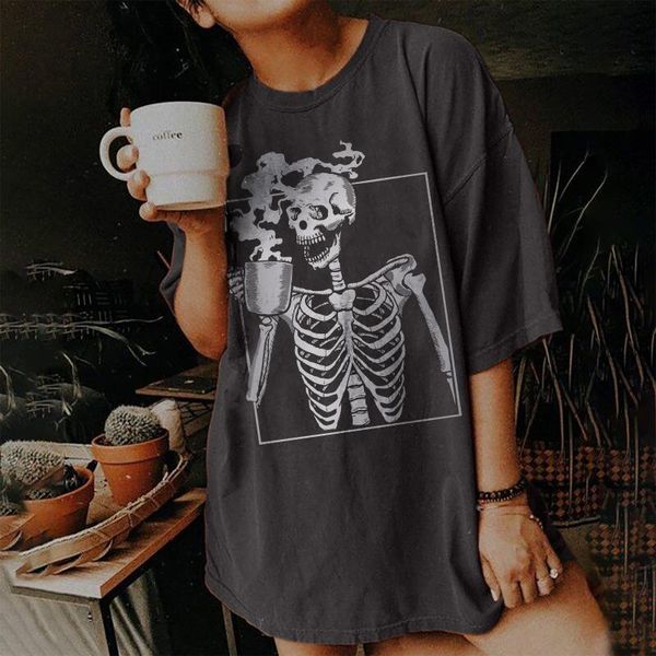 women's t-shirt harajuku drop shoulder women tea-drinking skull skeleton funny tee half plus size hip hop summer punk clothes, White
women's t-shirt harajuku drop shoulder women tea-drinking skull skeleton funny tee half plus size hip hop summer punk clothes, White