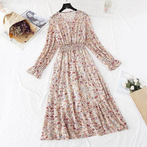 casual dresses 2021 women dress spring vintage long sleeve v-neck floral printed office summer chiffon midi, Black;gray
casual dresses 2021 women dress spring vintage long sleeve v-neck floral printed office summer chiffon midi, Black;gray