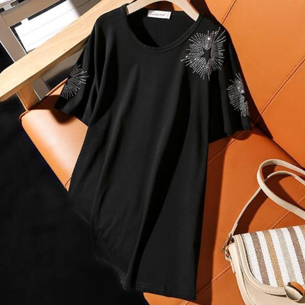 summer fashion diamond cotton t-shirt women short sleeve elastic loose tees plus size 5xl women's, White
summer fashion diamond cotton t-shirt women short sleeve elastic loose tees plus size 5xl women's, White