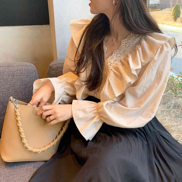 blouses korean long sleeve ruffle trim v-neck loose elegant vestidos solid color ladies blusas office mujer womens blouses 6awl rg22, White
blouses korean long sleeve ruffle trim v-neck loose elegant vestidos solid color ladies blusas office mujer womens blouses 6awl rg22, White