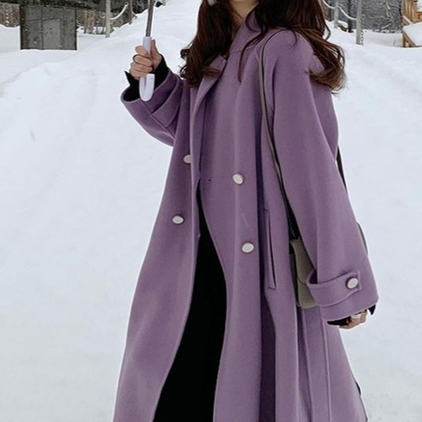 women's wool & blends korean loose autumn and winter thin double-sided nylon coat cashmere purple temperament with check waist moisture, Black
women's wool & blends korean loose autumn and winter thin double-sided nylon coat cashmere purple temperament with check waist moisture, Black