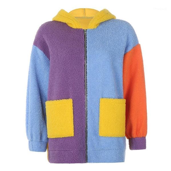 women's jackets women long sleeve fuzzy plush hoodie jacket colorful patchwork loose tunic coat e56c, Black;brown
women's jackets women long sleeve fuzzy plush hoodie jacket colorful patchwork loose tunic coat e56c, Black;brown