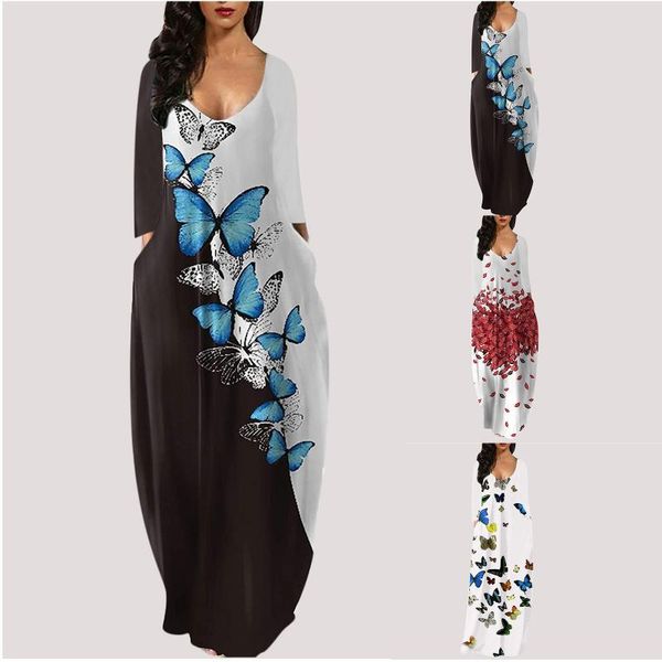 casual dresses 2021 autumn women dress spring long sleeve maxi for butterfly print beach party boho vestidos, Black;gray
casual dresses 2021 autumn women dress spring long sleeve maxi for butterfly print beach party boho vestidos, Black;gray
