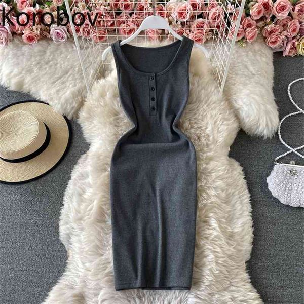 korobov stretch slim waist dress women solid color sleeveless buttons bodycon dresses female korean style new chic vestidos 210430, Black;gray
korobov stretch slim waist dress women solid color sleeveless buttons bodycon dresses female korean style new chic vestidos 210430, Black;gray