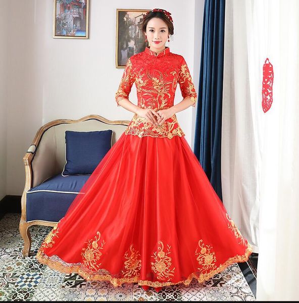 ethnic clothing red women chinese traditional dress bridal wedding style dresses female embroidery
ethnic clothing red women chinese traditional dress bridal wedding style dresses female embroidery
