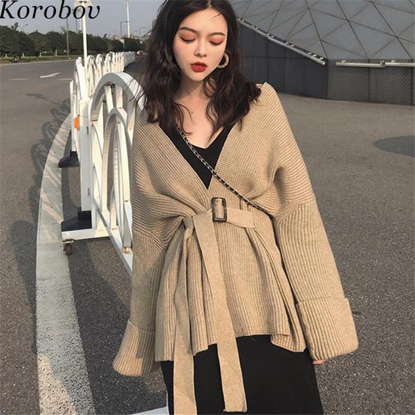 women's sweaters korobov vintage cardigan 2021 v-neck casual loose sweater lacing female long sleeve knitwear feminina 76414, White;black
women's sweaters korobov vintage cardigan 2021 v-neck casual loose sweater lacing female long sleeve knitwear feminina 76414, White;black