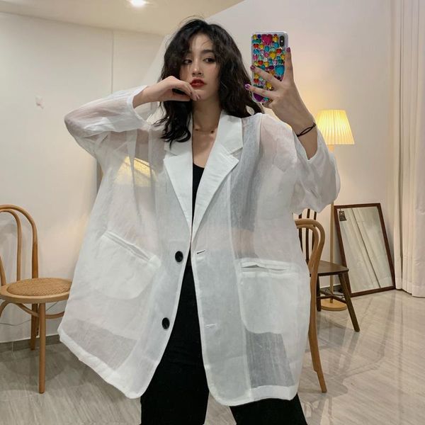 women's suits & blazers superaen sunscreen coat 2021 summer loose plus size retro cotton suit slim solid shirt blazer women, White;black
women's suits & blazers superaen sunscreen coat 2021 summer loose plus size retro cotton suit slim solid shirt blazer women, White;black