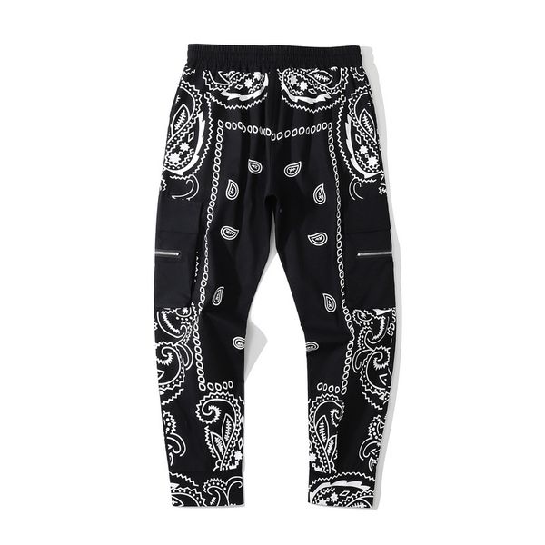 european and american high street fashion overalls men's pants cashew flower full print multi-pocket slim casual trousers, Black
european and american high street fashion overalls men's pants cashew flower full print multi-pocket slim casual trousers, Black