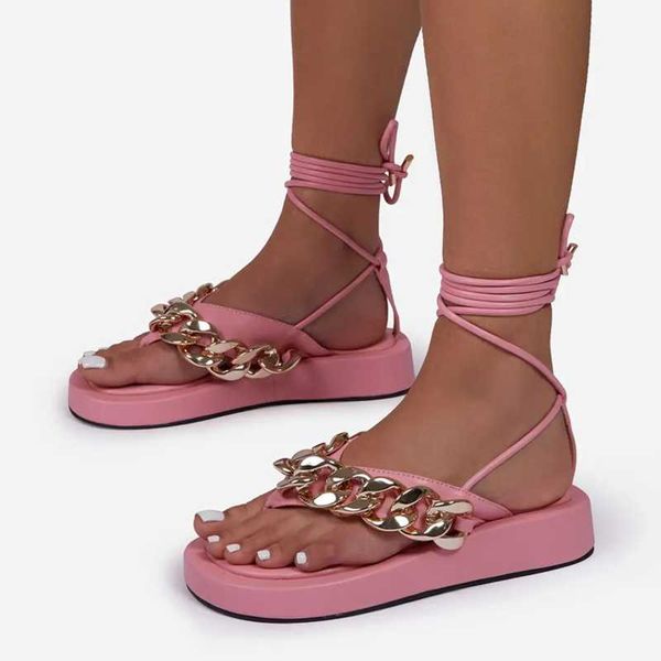 sandals metal chain clip toe round thick sole lace up fashion shoes women flat heel summer plus size .5, Black
sandals metal chain clip toe round thick sole lace up fashion shoes women flat heel summer plus size .5, Black