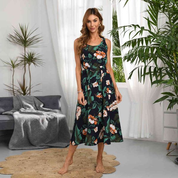 fashion dress women's 2021 spring summer large size no sleeve long print, Black;pink
fashion dress women's 2021 spring summer large size no sleeve long print, Black;pink