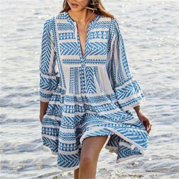 women's swimwear 2021 spring women mini dress boho casual loose long sleece v-neck beach printed pleated slim party bikini cover up, White;black
women's swimwear 2021 spring women mini dress boho casual loose long sleece v-neck beach printed pleated slim party bikini cover up, White;black