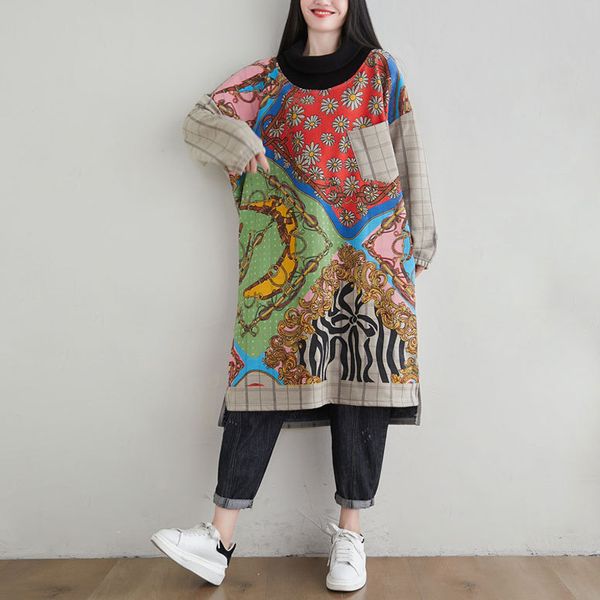 johnature women turtleneck sweatshirts print floral terry patchwork color spring long sleeve korean style sweatshirts 210521, Black
johnature women turtleneck sweatshirts print floral terry patchwork color spring long sleeve korean style sweatshirts 210521, Black