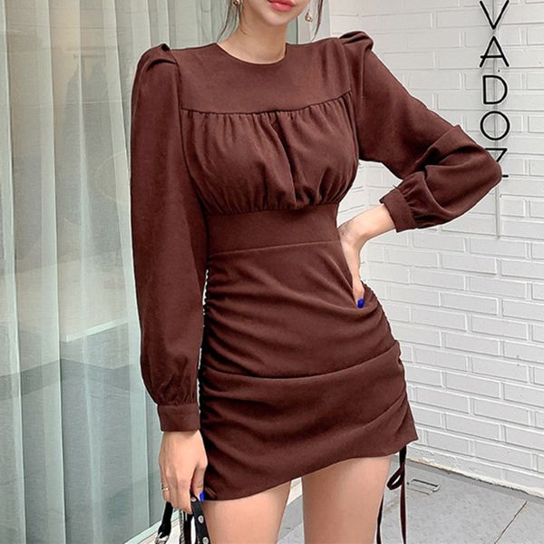 2021 female korean neck drawstring elegant design spring sleeve long solid color thin bodycon dress x4y9, Black;gray
2021 female korean neck drawstring elegant design spring sleeve long solid color thin bodycon dress x4y9, Black;gray
