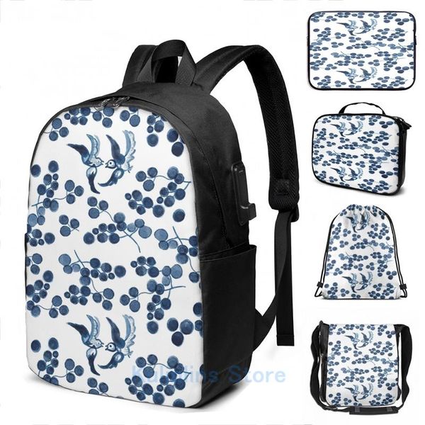 backpack funny graphic print beautiful blue and white watercolor birds usb charge men school bags women bag travel laptop
backpack funny graphic print beautiful blue and white watercolor birds usb charge men school bags women bag travel laptop